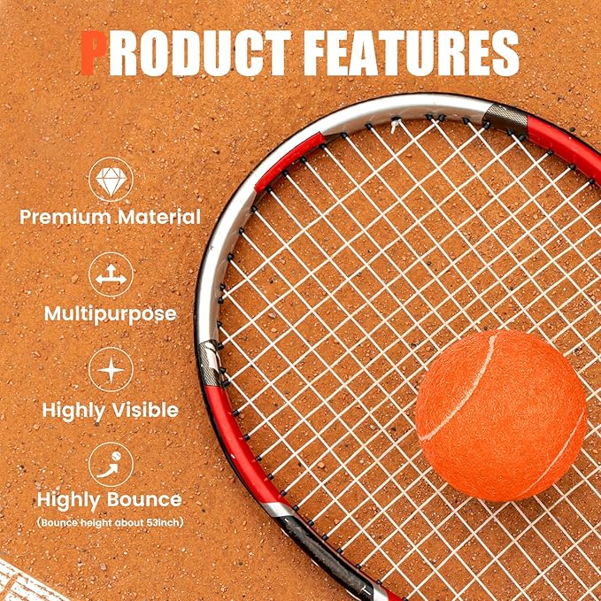 60 Pack Tennis Balls, Training Tennis Balls, Pet Dog Playing Balls, Practice Tennis Balls with Mesh Bag for Transport and Beginner Training