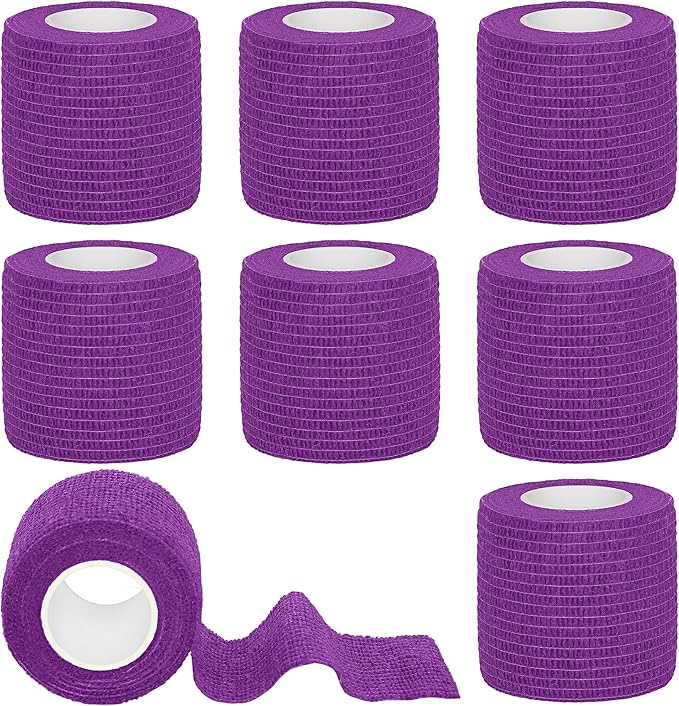 8 Rolls Cohesive Bandage 2” x 5 Yards Self Adherent Bandage Wrap Breathable Vet Tape Elastic Adhesive Bandage for Sports, Wrist, Ankle, Tattoo Wraps(Purple)