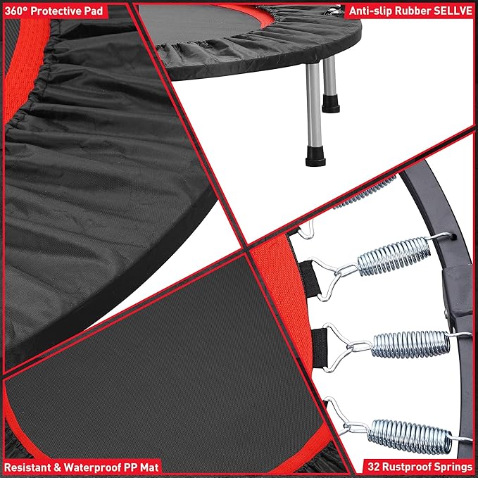 HYD-Parts 40" 48" Mini Trampoline for Adults and Kids Exercise Rebounder with Adjustable Bar Fitness Trampoline Indoor Max Load 330 440lbs