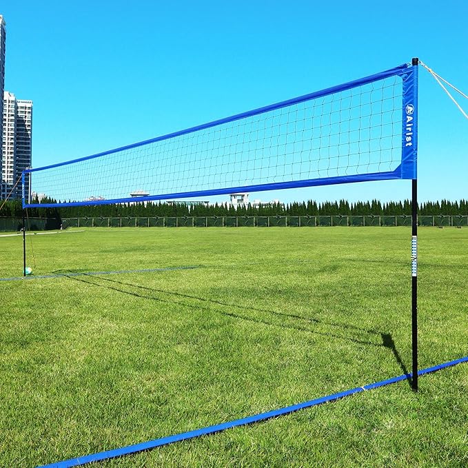 Heavy Duty Volleyball Net Outdoor with Steel Anti-Sag System, Adjustable Aluminum Poles, Professional Volleyball Nets Set for Backyard and Beach, Volleyball and Carrying Bag