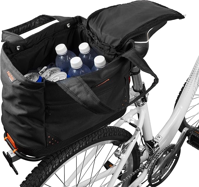 Ibera Bike Bag Insulated Cooler 16L - Clip-On Bike Rack Bag with Hard Base & Shoulder Straps - Fresh-Keeping & Reusable Grocery Bag - Bike Accessories for Adult Bikes - PAKRAK ONLY RACKS