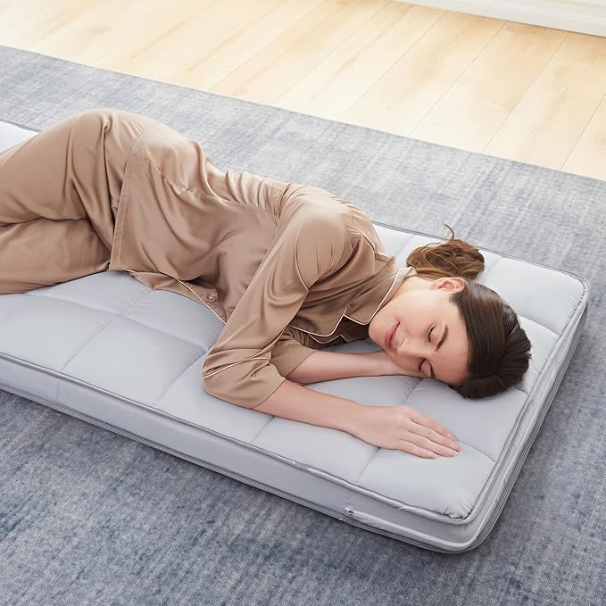 4Inch Cot Mattress Topper,Twin Gel Infused Memory Foam,Machine Washable Pillow Top Cover,Roll Up Floors Mat,Portable Folding Sleep Pad(75 X 38“)