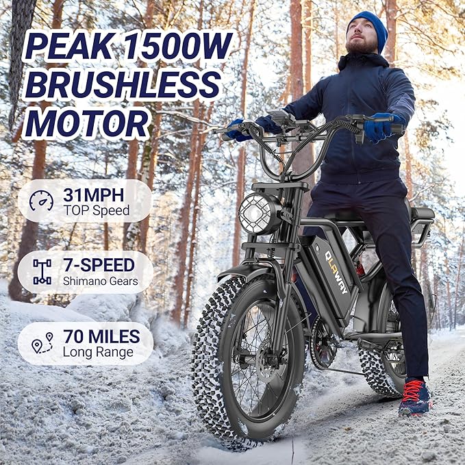 500W/750W Fat Tire Electric Dirt Bike for Adults, 48V 13.5AH/18AH Removable Battery 16"/20" Electric Motorcycle Ebikes with 31MPH Top Speed, 40-70 Miles Range, Full Suspension