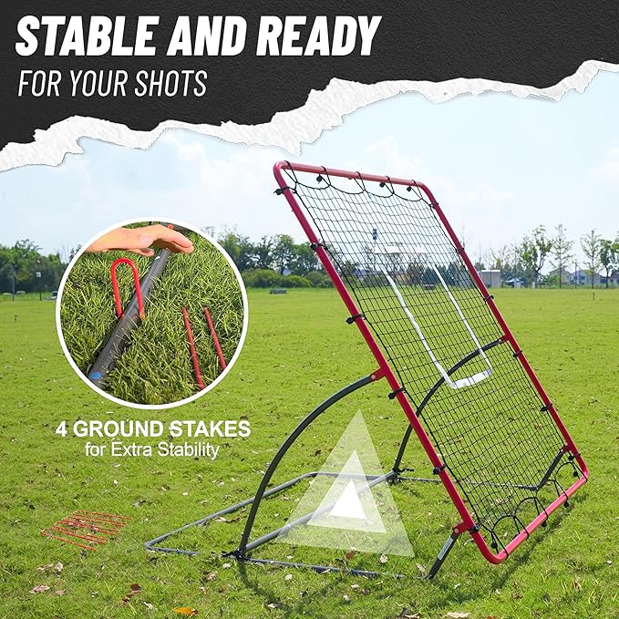 Heavy Duty Baseball Rebounder Net 4x4.5 FT Pitchback with 3 Adjustable Angles, Baseball and Softball Bounce Back Net for Ground, Line Drive, Fly Ball Return Settings Fielding Trainer