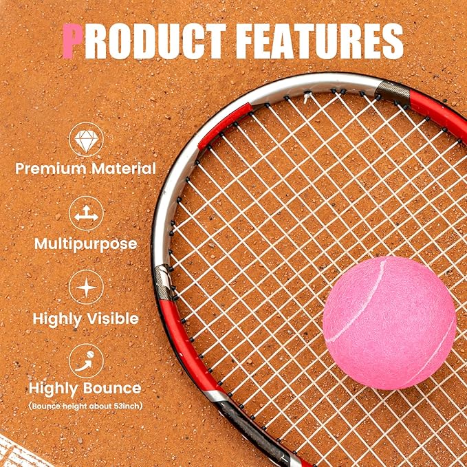 60 Pack Tennis Balls, Training Tennis Balls, Pet Dog Playing Balls, Practice Tennis Balls with Mesh Bag for Transport and Beginner Training